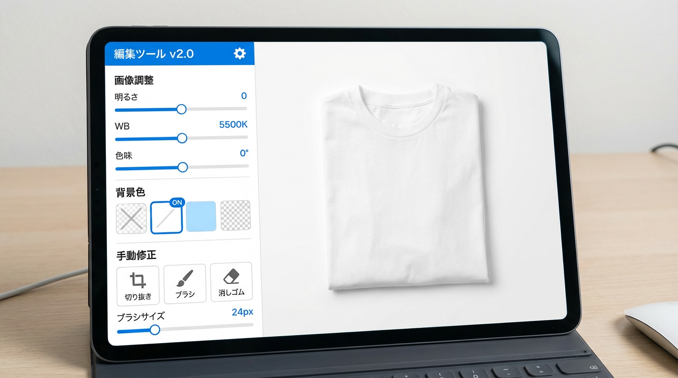 アパレル商品の画像編集インターフェース